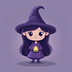 Fototapete - Light purple witch cartoon character halloween mode Arqum Aulakh50 relaxed