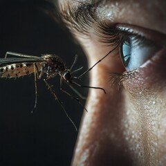 Fototapete - Macro photography of mosquito biting a person Arqum Aulakh50 relaxed
