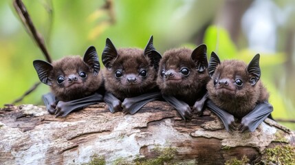 Poster - Several Baby Bats Playing Together Nature