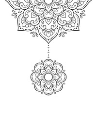 Wall Mural - circular pattern in form of mandala with flower for henna, mehndi, tattoo, decoration. decorative or