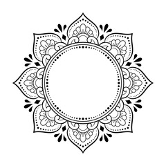 Wall Mural - frame in eastern tradition. stylized with henna tattoos decorative pattern for decorating covers for