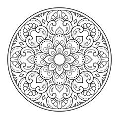 Wall Mural - circular pattern in form of mandala with flower for henna, mehndi, tattoo, decoration. decorative or