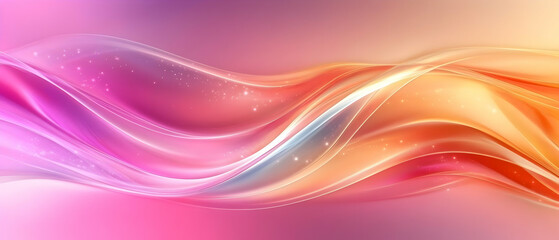 Poster - Abstract pink orange waves, soft glow