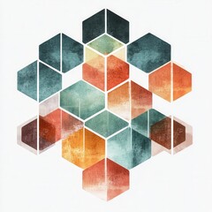 Poster - Modern hexagonal geometric pattern, sleek design, transparent background, ideal for digital projects, branding, and creative applications