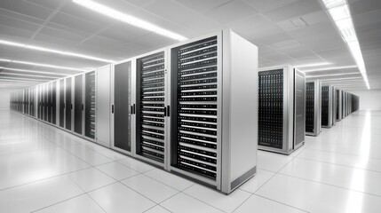 Aufkleber - Data center servers, rows, digital infrastructure, cleanroom, technology