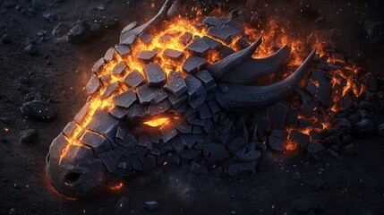 Poster - Pile of rubble with studio lighting showcasing natural colors and realistic textures in a detailed setting