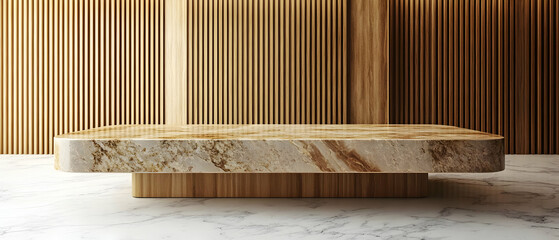 Sticker - Marble and wood display, modern interior