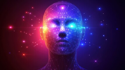 Aufkleber - Digital head, glowing, network, abstract, background, concept, connectivity, future, technology, website