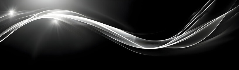 Poster - Abstract silver wave, dark background. Website design