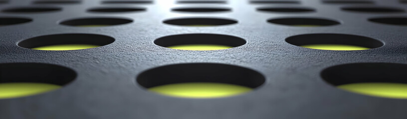 Poster - Abstract perforated surface, yellow glow
