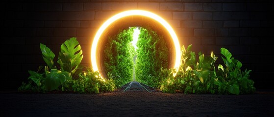 Poster - Gloomy railroad tunnel leading into darkness with a tunnel intersection in the center of the image