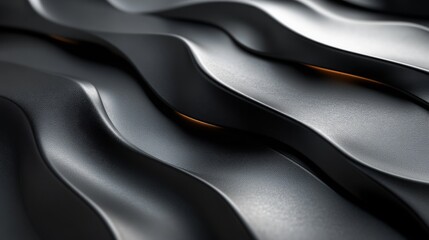 Poster - Abstract dark wavy surface with subtle highlights, minimalist modern art concept