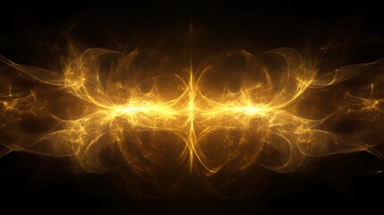 Poster - Abstract golden light wave pattern on black background, energy and technology concept