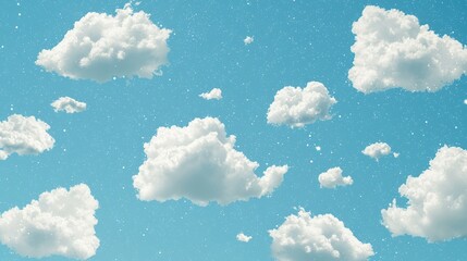 a dreamy blue aesthetic wallpaper with floating clouds and a starry overlay.