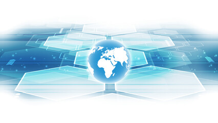 Poster - abstract technology background with world map. vector illustration for your design