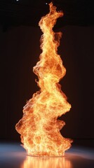Poster - Vivid flame sculpture in dark room, dramatic art display concept