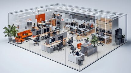 Poster - clear representation of an organized office layout with team and leadership roles outlined in a deta