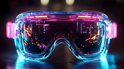 Poster - glowing and transparent virtual reality glasses showcasing advanced futuristic technology digital vi