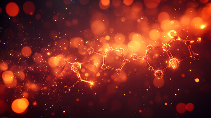 Poster - A vibrant abstract representation of molecular structures with glowing particles, evoking a sense of science and energy