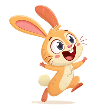 Cute rabbit cartoon on white background