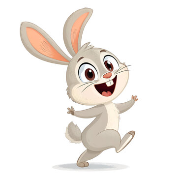 Cute rabbit cartoon on white background