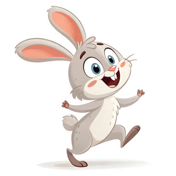 Cute rabbit cartoon on white background