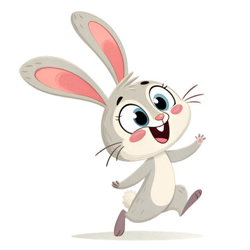 Cute rabbit cartoon on white background