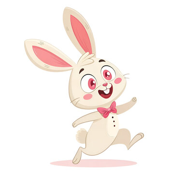 Cute rabbit cartoon on white background