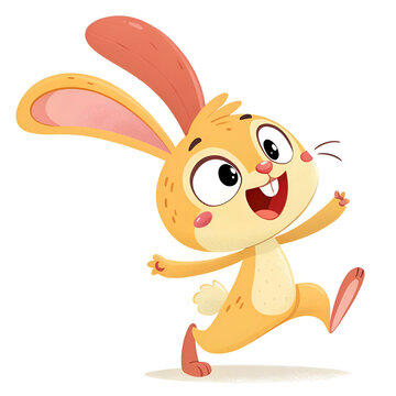 Cute rabbit cartoon on white background
