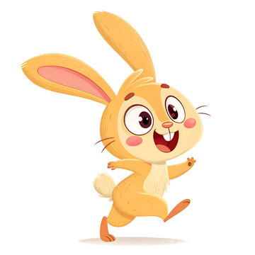 Cute rabbit cartoon on white background