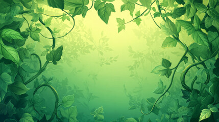 Liana branch frame on green background. Vector cartoon illustration of twisted jungle plant vines with foliage, rainforest tree stems, travel banner or adventure game backdrop design, tropic leaves