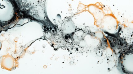 Aufkleber - Abstract fluid art with black and orange tones, dynamic patterns. Creative design and visual art concept
