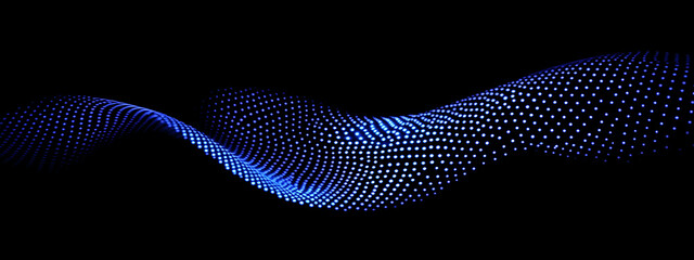 Poster - Abstract blue dots on a dark background, a technology