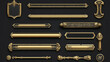 © Sahraya - Medieval buttons, ui game menu elements, gold metal oblong banners and ornate rims. Empty royal gui bars for rpg or arcade, ranking borders, web design interface Cartoon 3d vector illustration, set