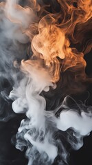 Poster - Abstract swirling smoke in black and orange tones