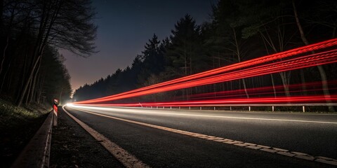 Poster - A road with a line of red lights