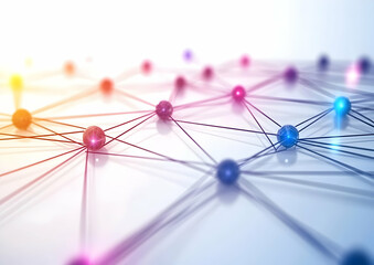 Poster - A simple vector graphic of interconnected nodes with colored dots on a white background