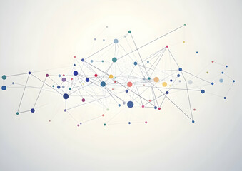 Poster - A simple vector graphic of interconnected nodes with colored dots on a white background