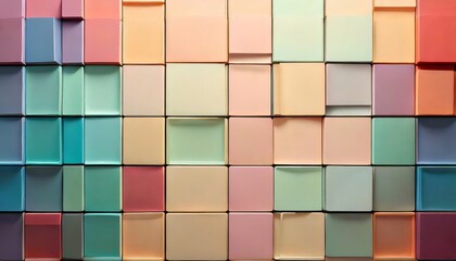 Leinwandbilder - A grid of pastel-colored squares with subtle shadows for a 3D effect