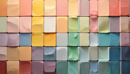 Leinwandbilder - A grid of pastel-colored squares with subtle shadows for a 3D effect