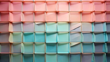 Leinwandbilder - A grid of pastel-colored squares with subtle shadows for a 3D effect