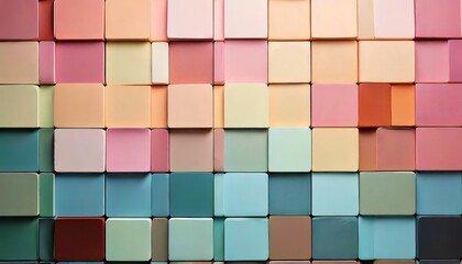 Leinwandbilder - A grid of pastel-colored squares with subtle shadows for a 3D effect