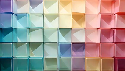 Leinwandbilder - A grid of pastel-colored squares with subtle shadows for a 3D effect