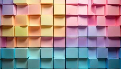 Leinwandbilder - A grid of pastel-colored squares with subtle shadows for a 3D effect