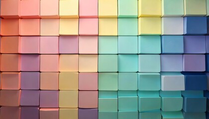 Leinwandbilder - A grid of pastel-colored squares with subtle shadows for a 3D effect