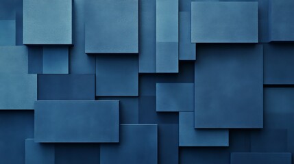 Poster - Abstract geometric background with overlapping blue rectangles, modern minimalistic design concept