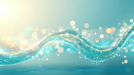 Poster - Teal Abstract Wave, Bokeh Background - Abstract backgrounds