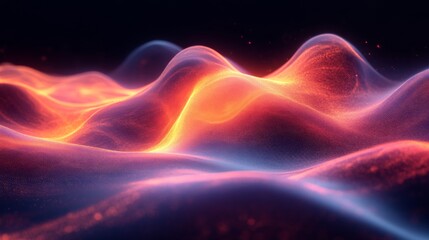 Fototapete - luminous abstract waves in digital art, vibrant and glowing landscape. creativity and innovation con