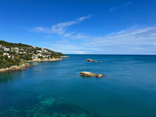 Canvas Print - Montenegro view Adriatic sea and scenic coastline.