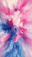 Poster - Abstract pink and blue cloud-like paint design, vibrant art concept
